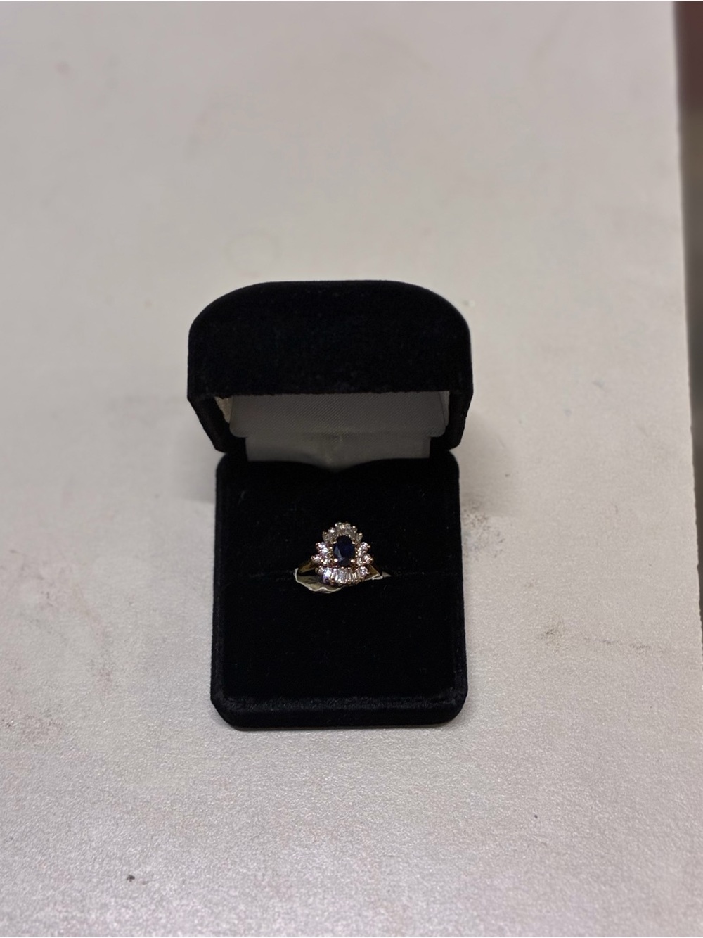 Blue Sapphire and Diamond Halo Ring - Women Jewelry